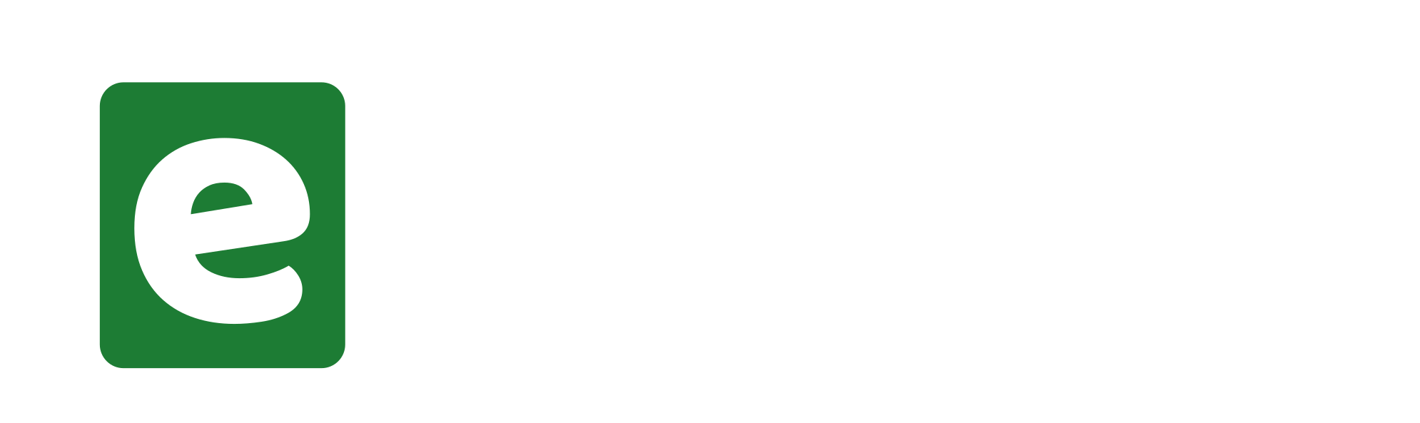 Logo da echope com letras brancas e "e" claro com fundo verde